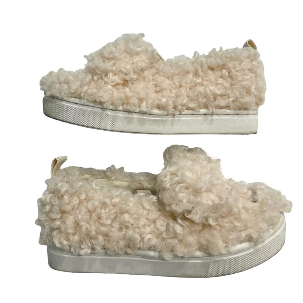 Cat & Jack Toddler Shoes Size 7 Tan Faux Fur Slip On